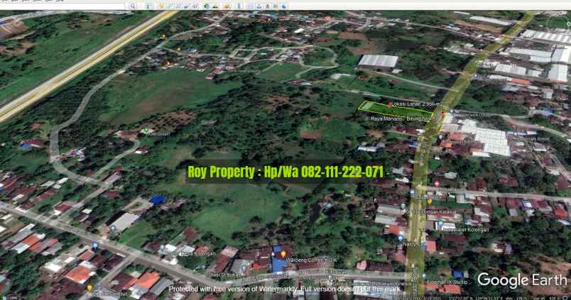 dijual tanah jl raya manado bitung