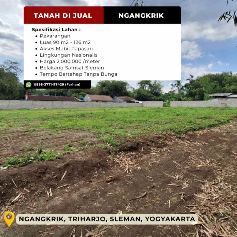 dijual tanah pekarangan murah belakang samsat sleman