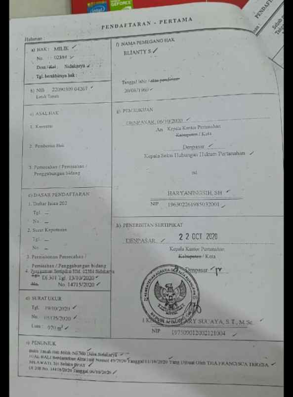 dijual tanah suwung kangin