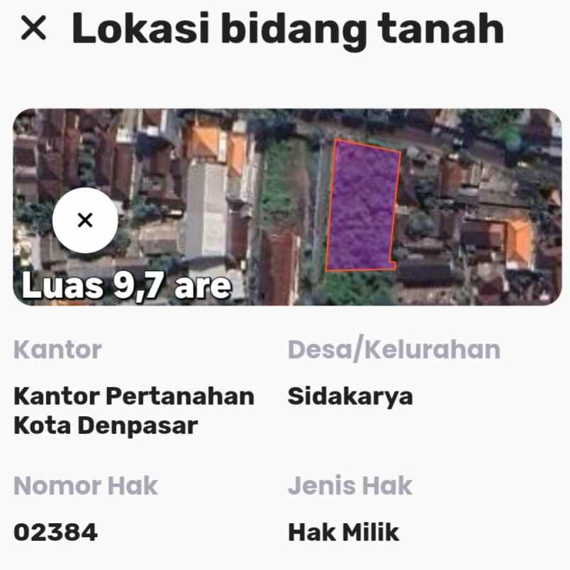 dijual tanah suwung kangin