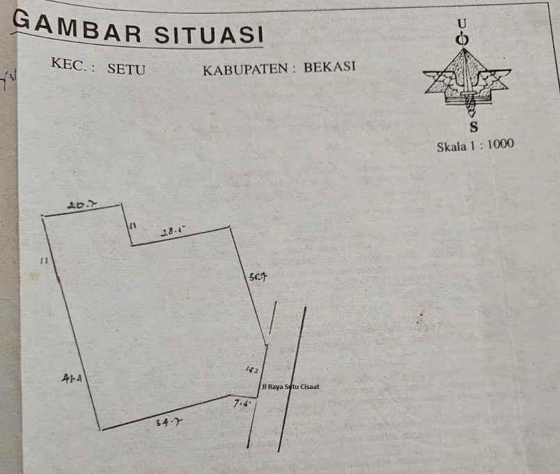 dijual tanah tanah jl raya setu cisaat