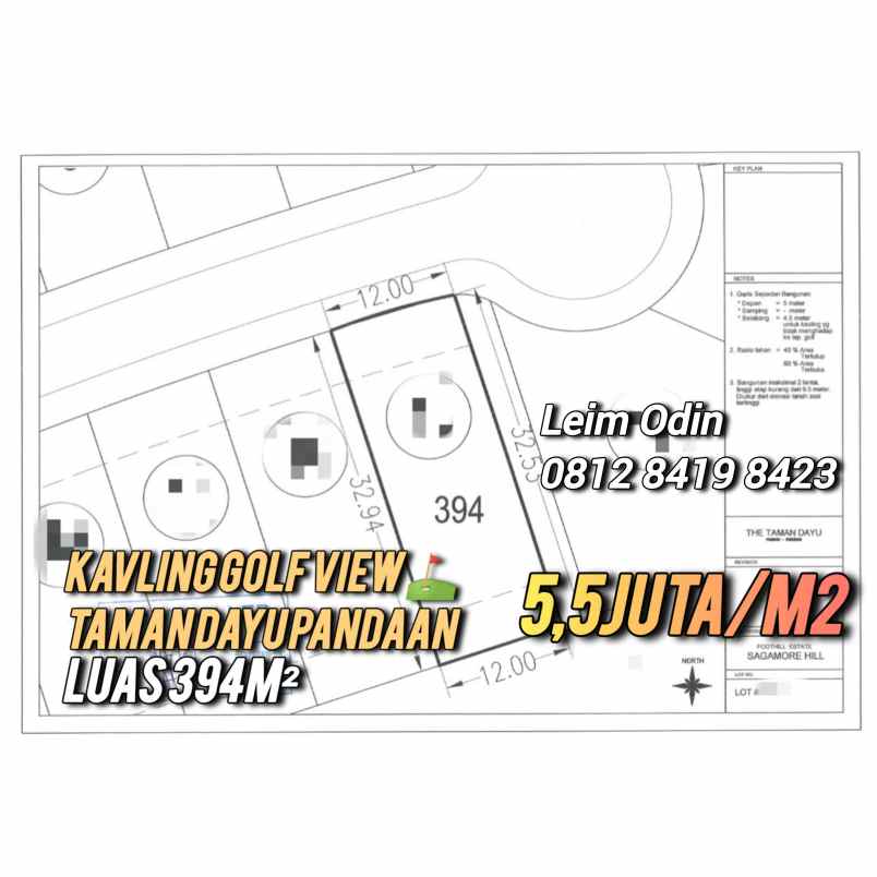 dijual tanah the taman dayu sagamore