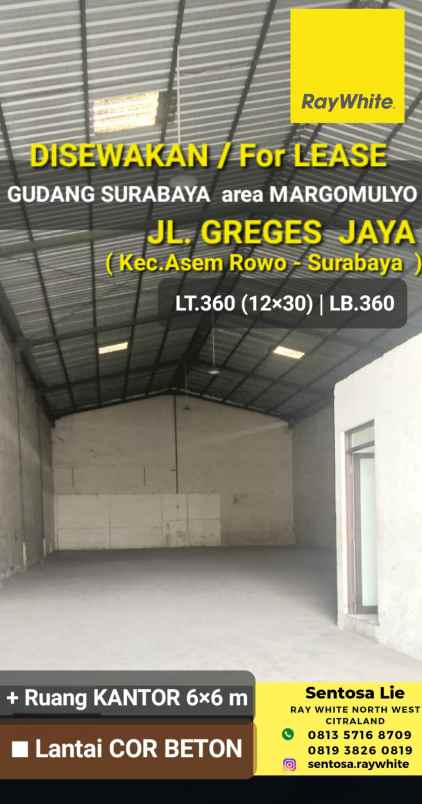 disewakan ruko gudang kantor jalan greges jaya