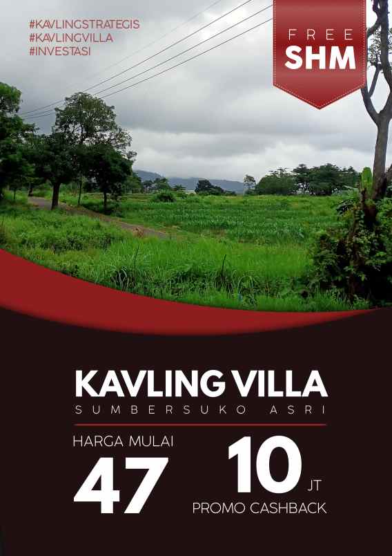 promo tanah kavling villa sumbersuko hanya 47 juta