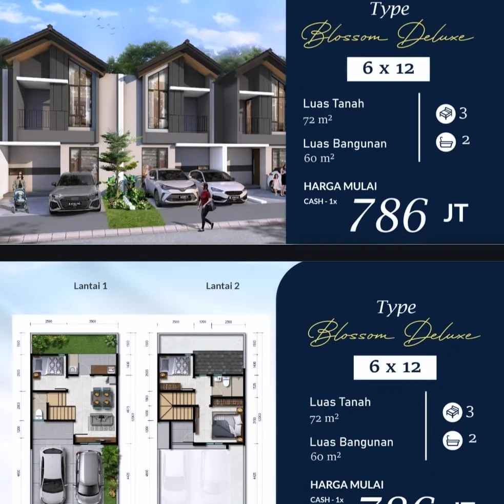 rumah 2 lantai samping jalan raya royal blosom batavia