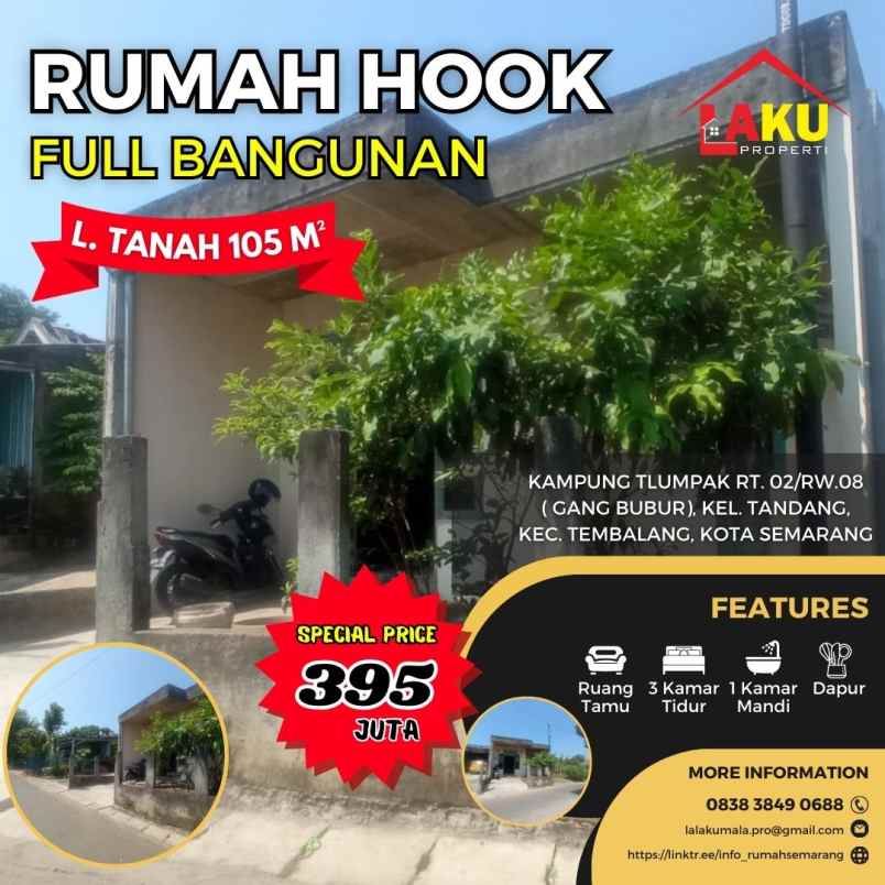 rumah hook di tembalang full bangunan lokasi strategis