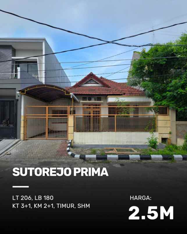 rumah sutorejo prima utara murah siap huni row 3 mobil