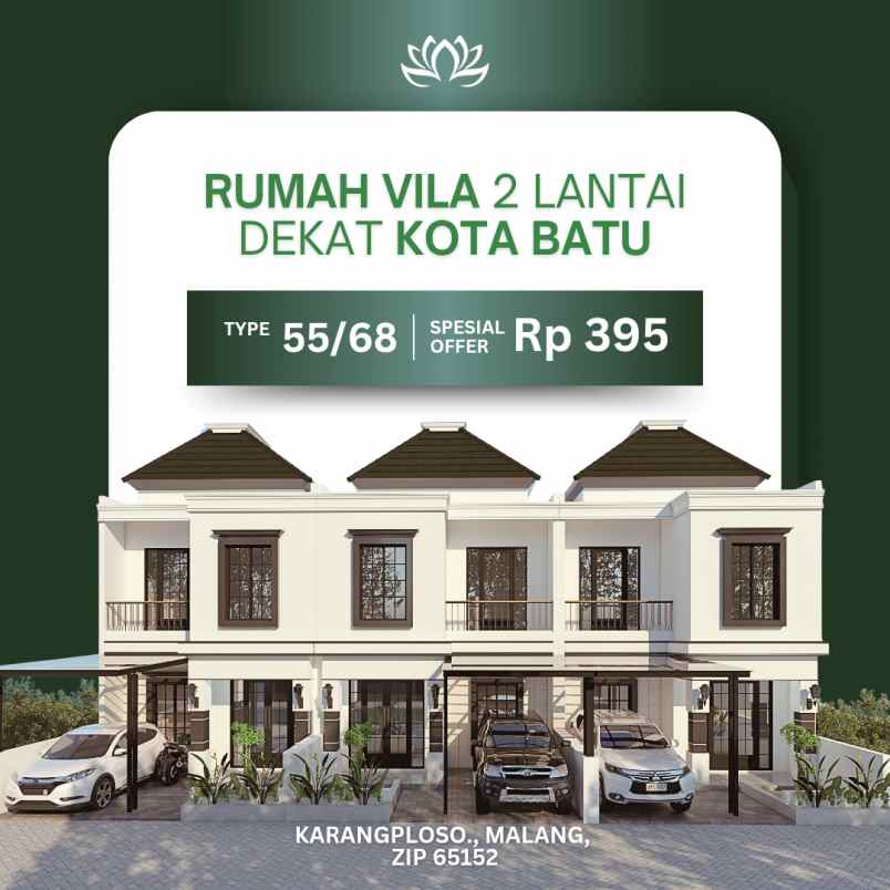 rumah vila 2 lantai dekat kota batu di karangploso