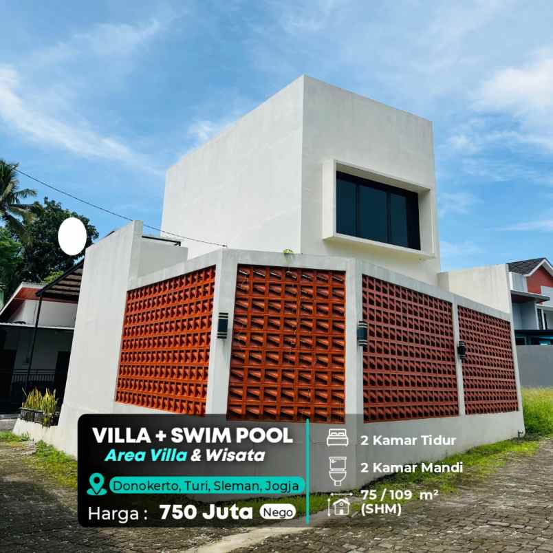 rumah villa jogja utara swimming pool dekat kampus uii