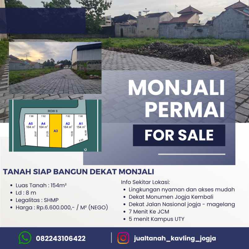 tanah dijual monjali dekat jcm