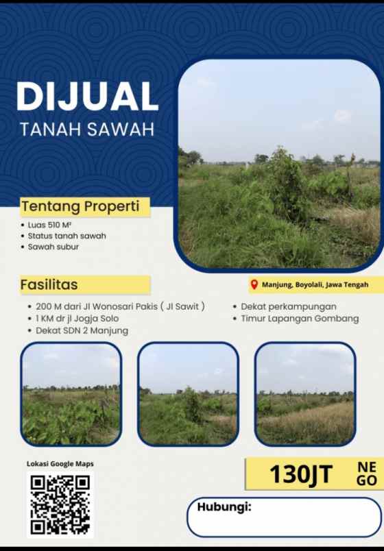 tanah murah cocok untuk kolam dan sawah