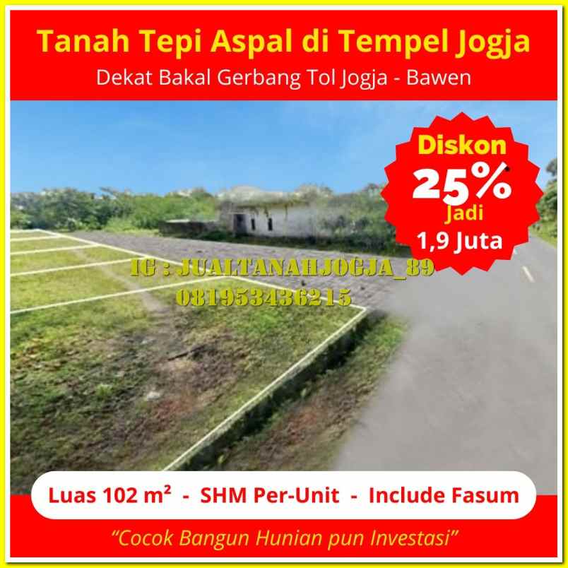 tanah murah di sleman tempel dijual siap bangun