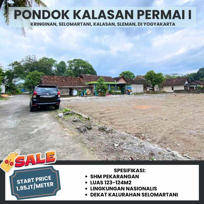 tanah pekarangan 1 95jt meter di kalasan