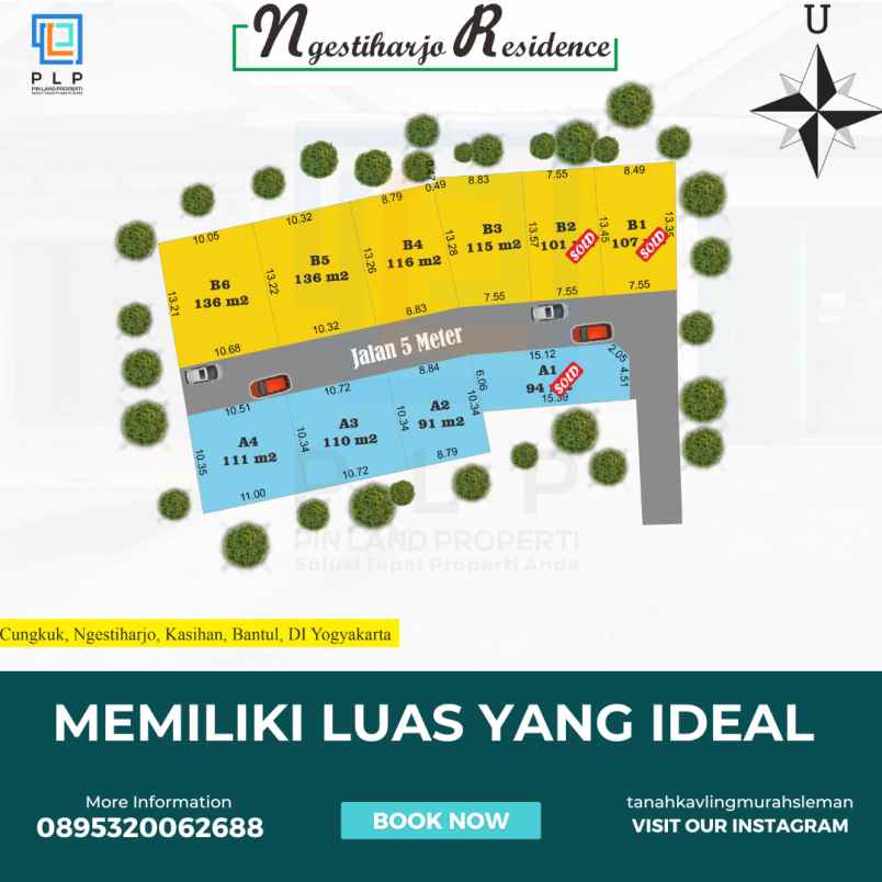 tanah pekarangan 3 75jt meter dekat malioboro