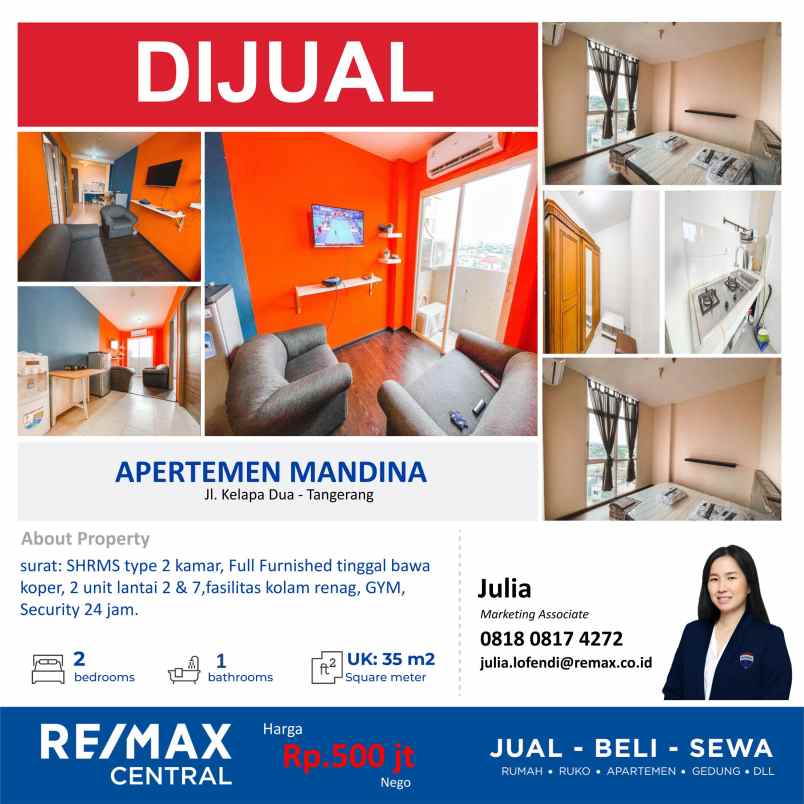 dijual apartemen jalan kelapa dua