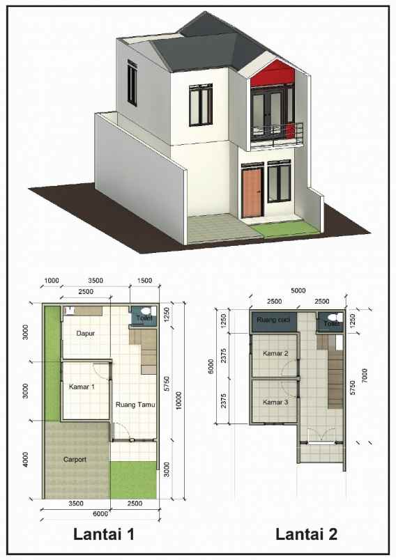 dijual jual rumah murah 2 lantai di daru tangerang