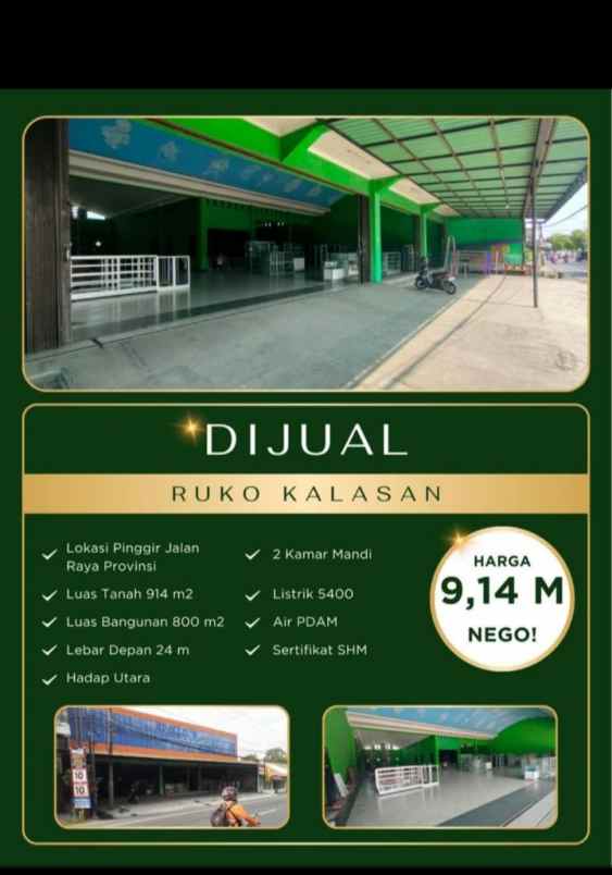 dijual ruko di pinggir jalan raya kalasan yogyakarta