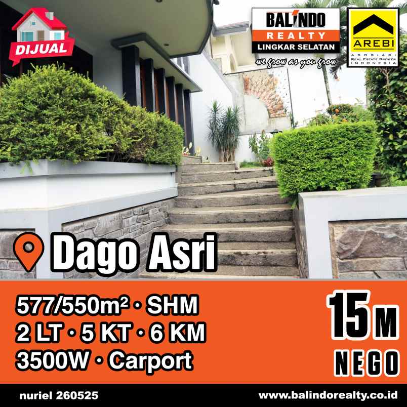 dijual rumah 2 lantai strategis di dago asri