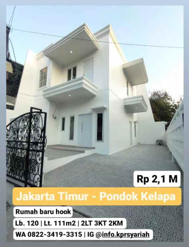 dijual rumah baru hook pondok kelapa jakarta timur