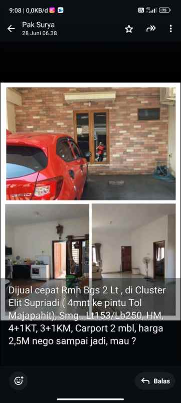 dijual rumah di cluster supriyadi semarang