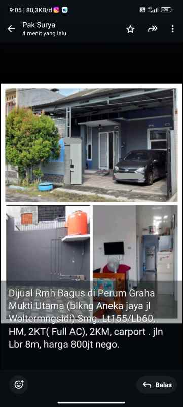 dijual rumah di perum graha mukti utama semarang