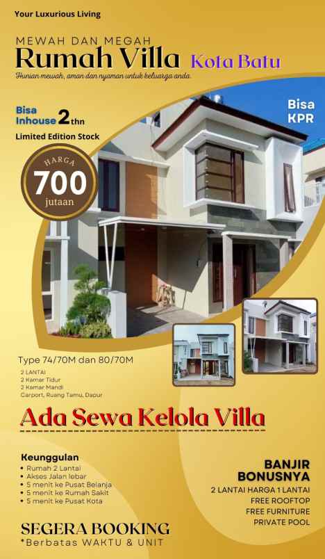 dijual rumah kota batu