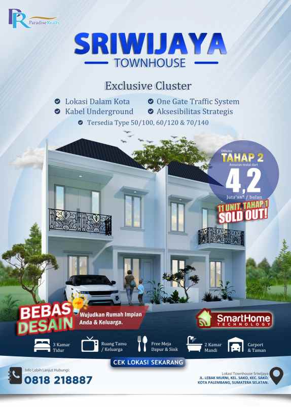 dijual rumah palembang rp 678 juta