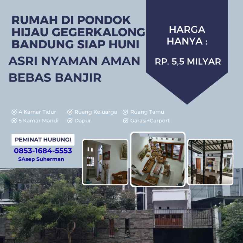 dijual rumah pondok hijau gegerkalong