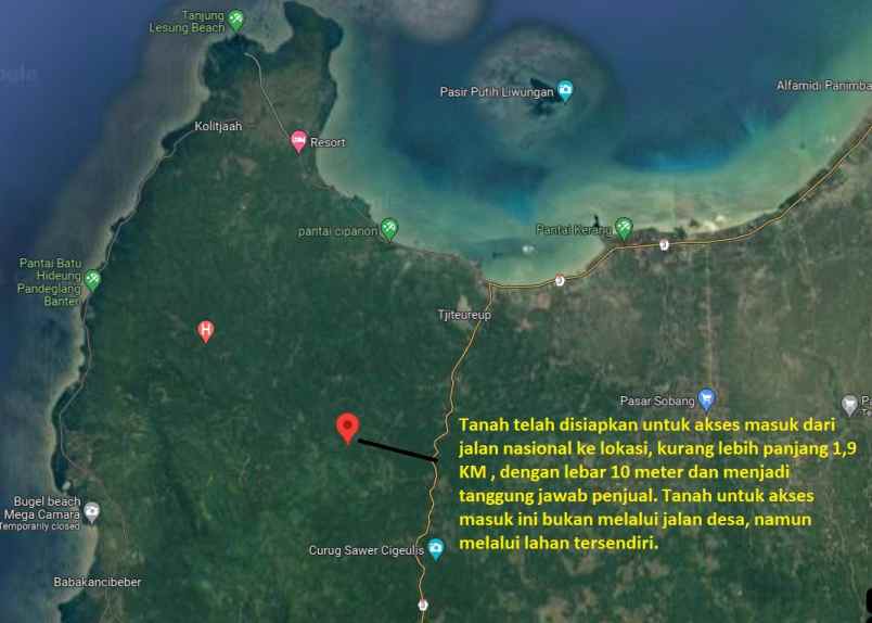 dijual tanah 85 ha di pandeglang banten