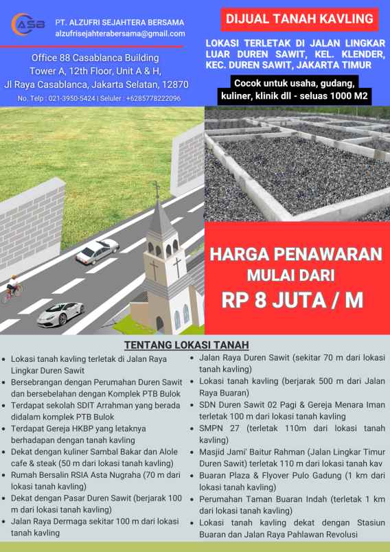 dijual tanah jalan lingkar duren sawit