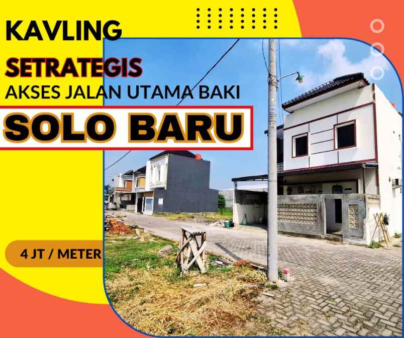 dijual tanah jl ovensari baki solo baru