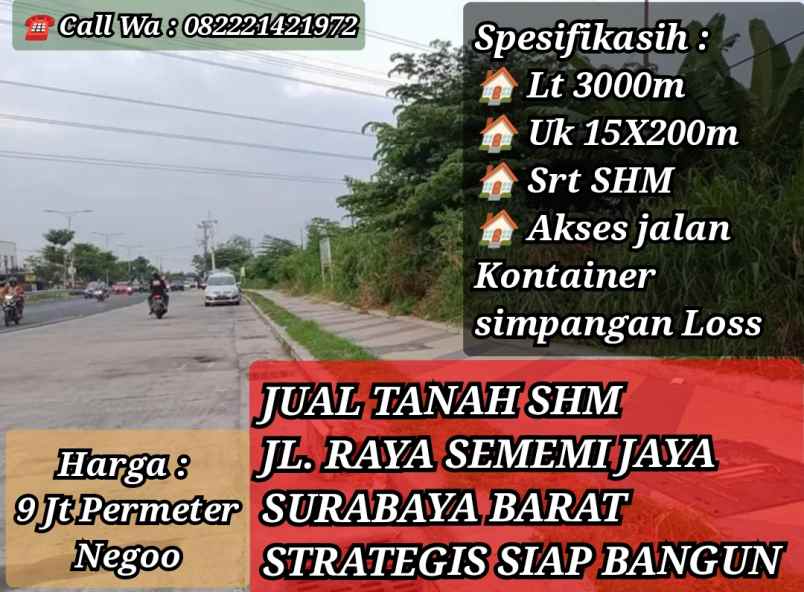 dijual tanah jl raya sememi benowo surabaya