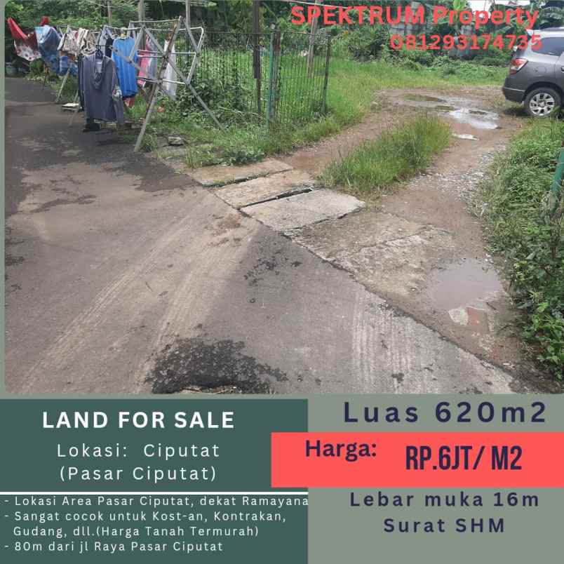 dijual tanah pasar ciputat