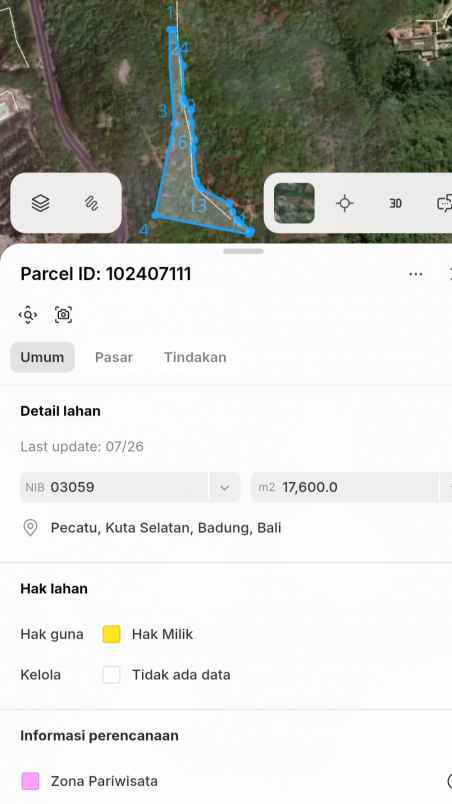 dijual tanah pecatu indah raya