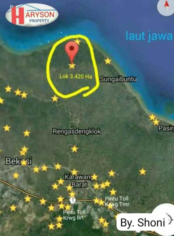 dijual tanah pertanian 3420 hektar karawang