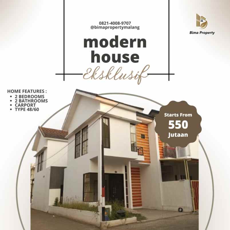 hunian modern shm 2 lantai area kota malang