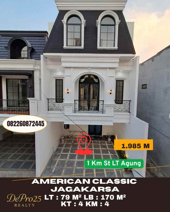 jual rumah american classic siap huni di jagakarsa