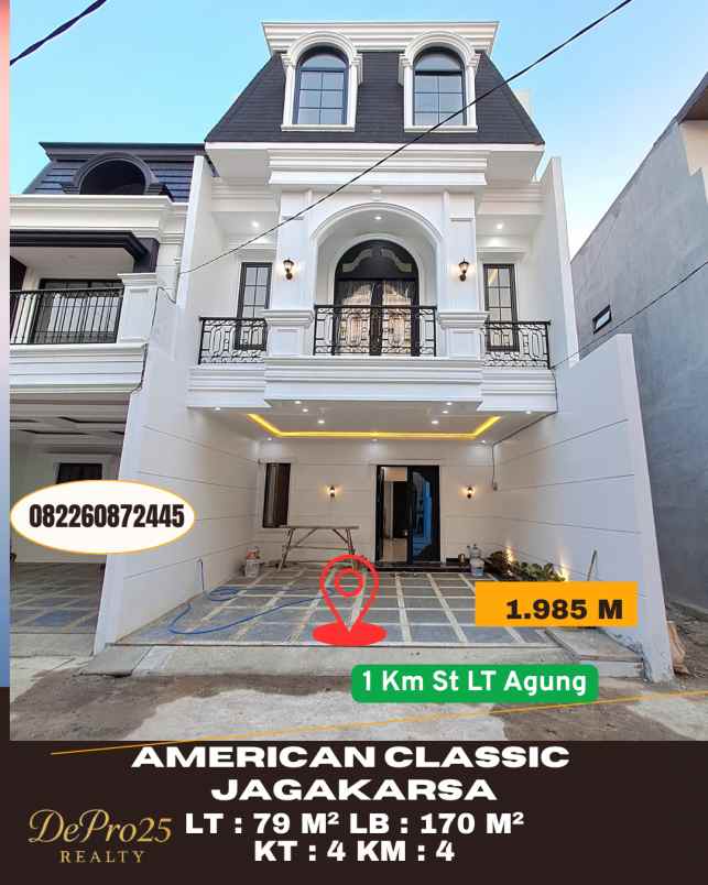 jual rumah american classic siap huni di jagakarsa