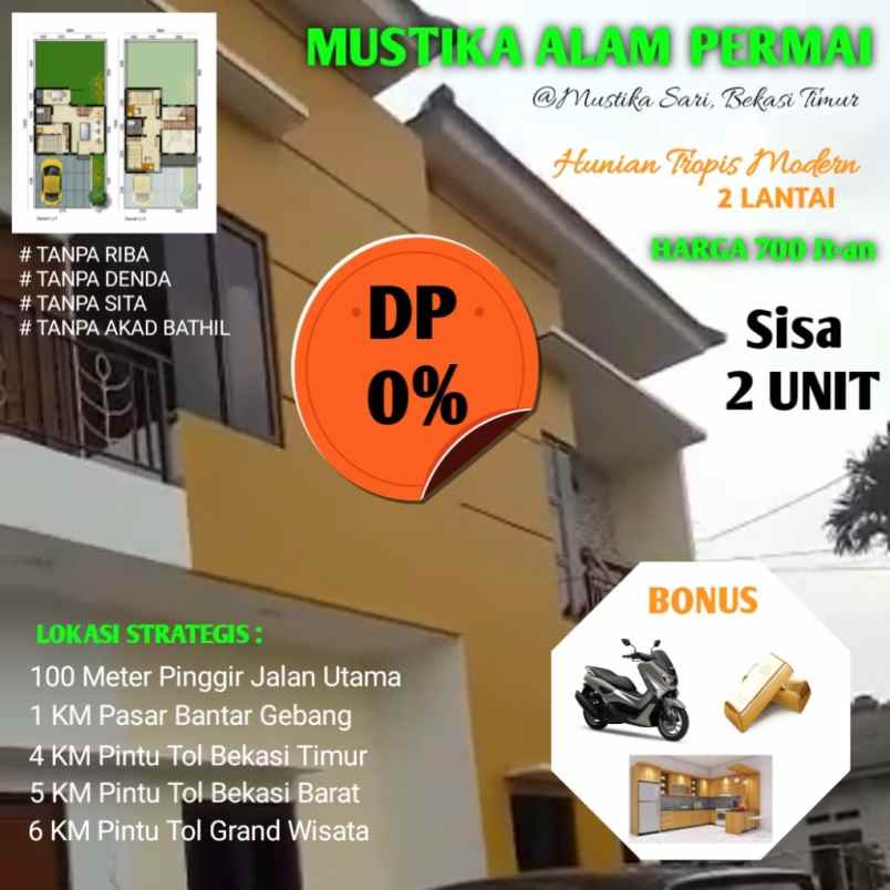 jual rumah murah mustika jaya bekasi bebas banjir dp 5