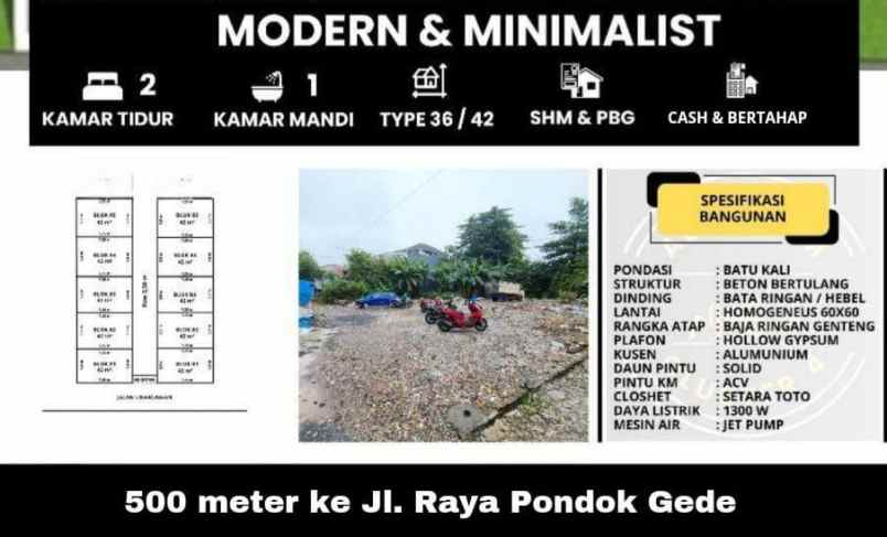 modern home 500 jutaan aja di kranggan bekasi