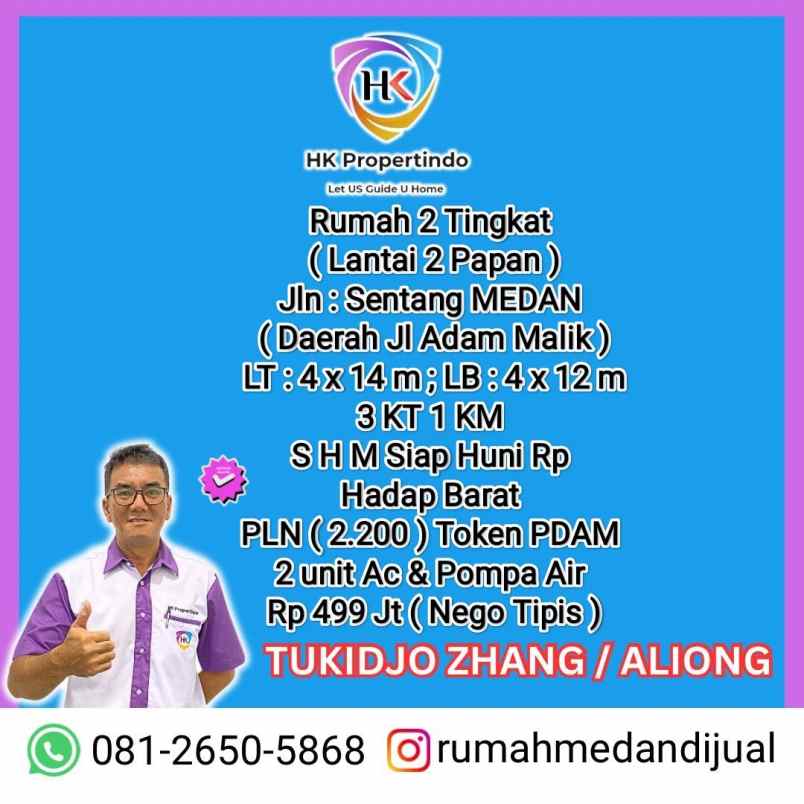 rumah 2 tingkat jln sentang petisah medan