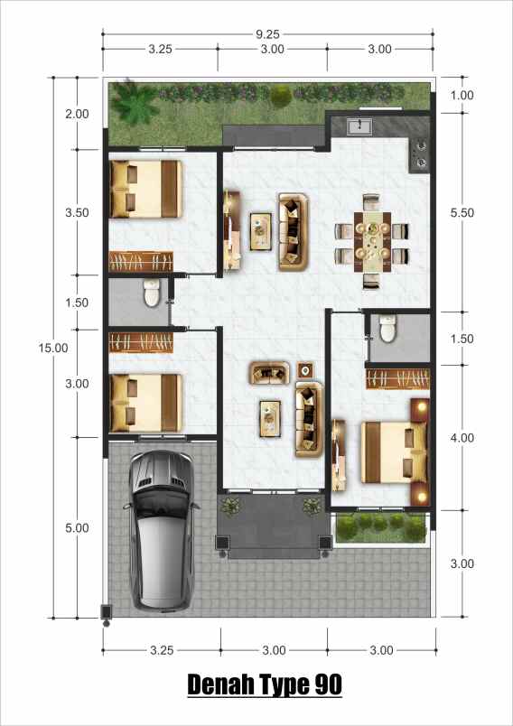 rumah tema cluster type 75 dekat unri