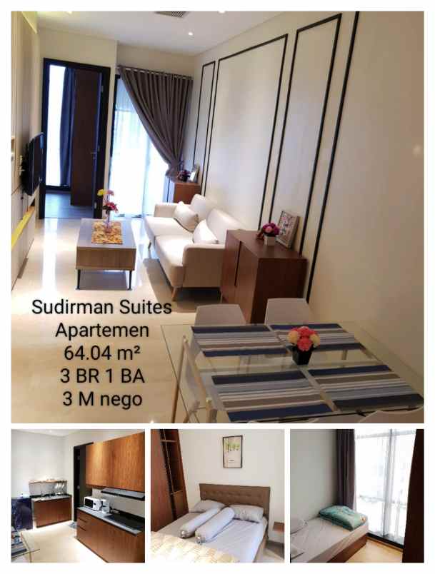 sudirman suites apartemen 64 04 m 3 br 1 ba 3 m nego