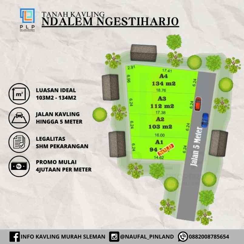 tanah kavling 4jutaan per meter 3km dari tugu jogja