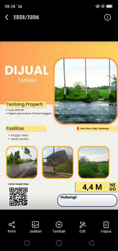 tanah tegalan murah lingkungan perumahan