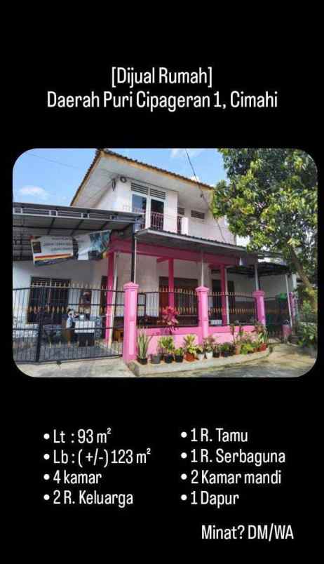 dijual rumah komplek puri cipageran