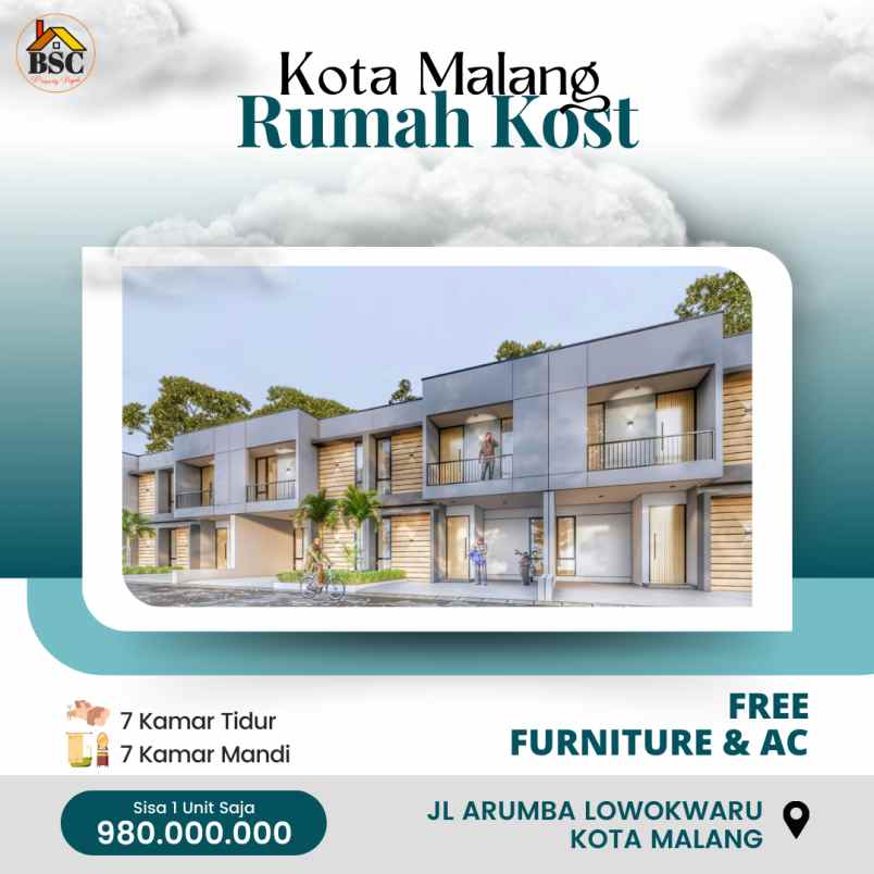 dijual rumah kost malang strategis