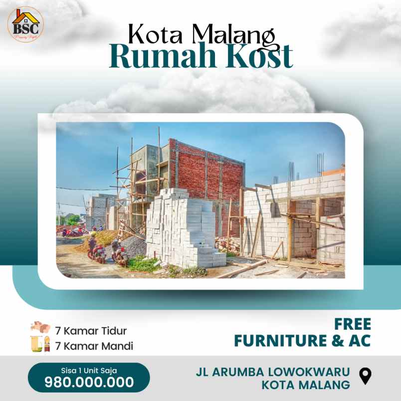 dijual rumah kost malang strategis