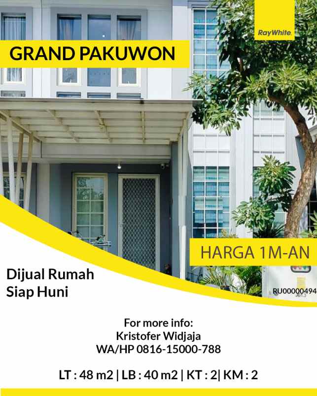 dijual rumah siap huni di grand pakuwon surabaya