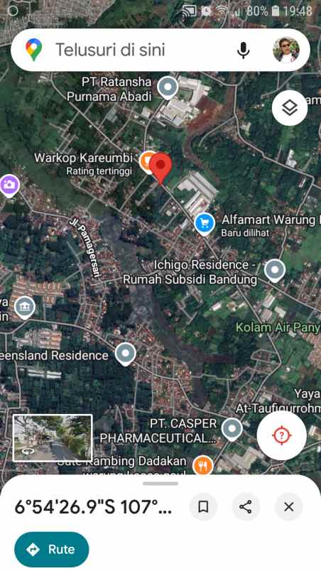 dijual tanah jl warung simpang cibuntu